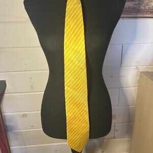 Bijoux Terner Yellow Silk Tie with White Lines – Genuine Silk Men’s Necktie